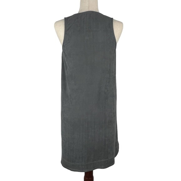 BEAR DANCE SLEEVELESS SCOOP NECK FAUX SUEDE TANK SHIFT DRESS GRAY MEDIUM EUC - Picture 7 of 13